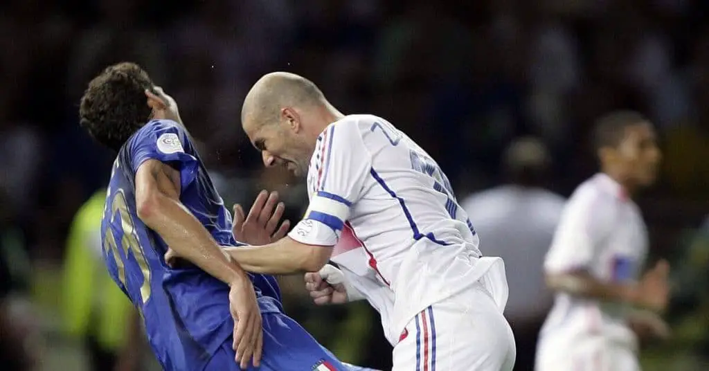 Zinedine Zidane caught head butting in World Cup Final