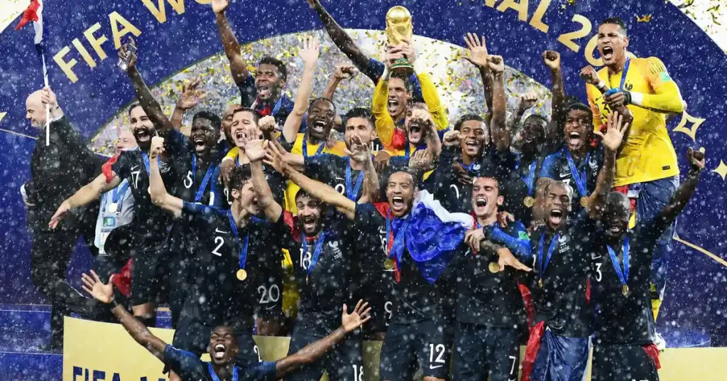 French players celebrating winning the World Cup