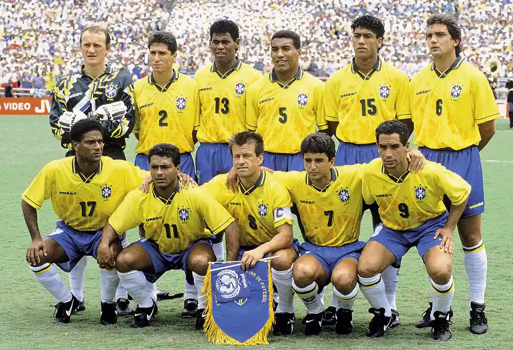 brazil national team with goalkeeper claudio taffarel