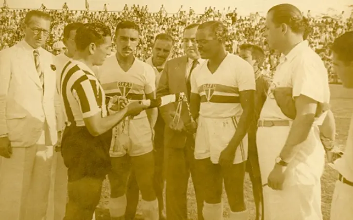 soccer match in brazil in 1940s