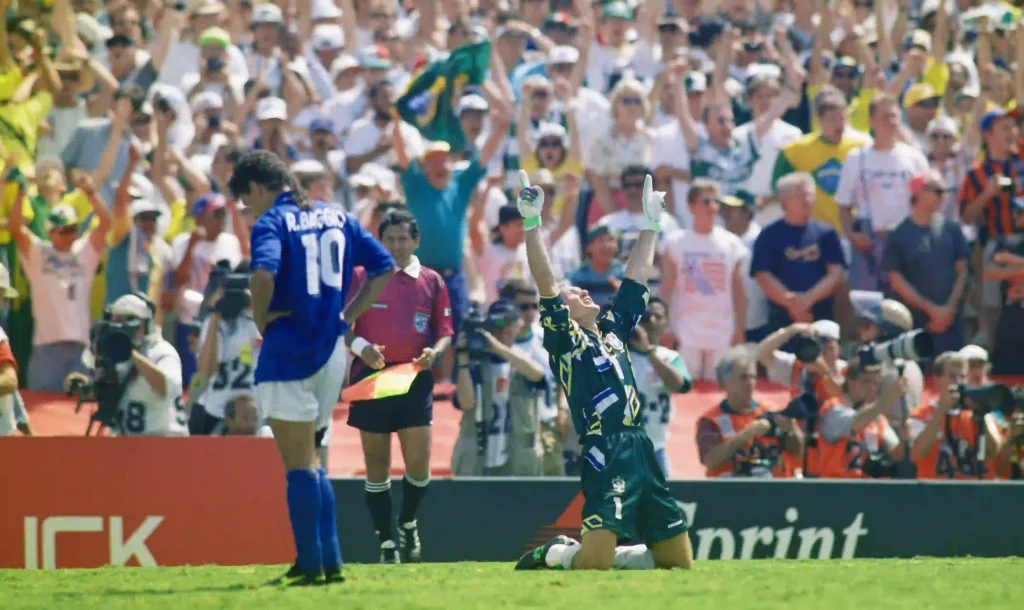 claudio taffarel celebrating after winning the world cup