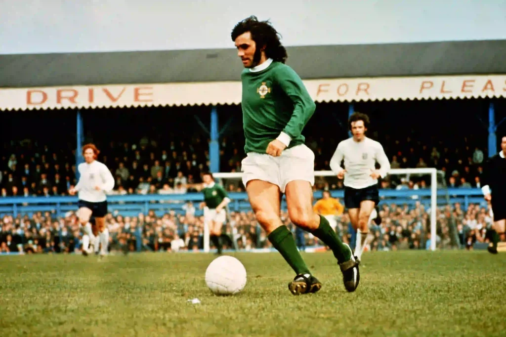 George Best playing for Northern Ireland