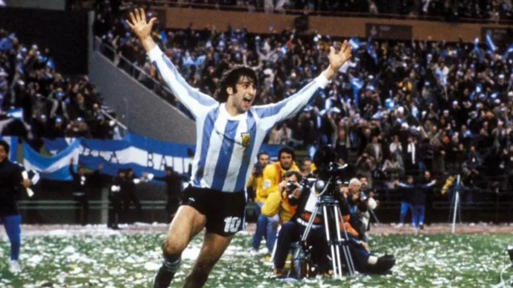 an argentina player celebrating a goal
