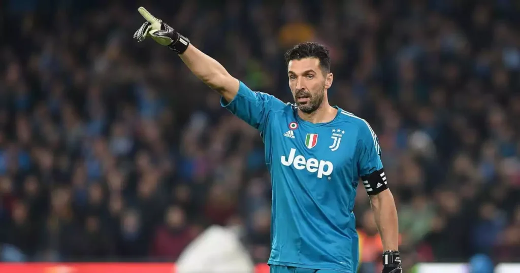 Gigi Buffon playing champions league football for Juventus