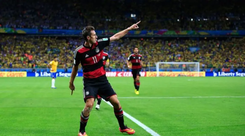 Miroslav Klose celebrating a world cup goal