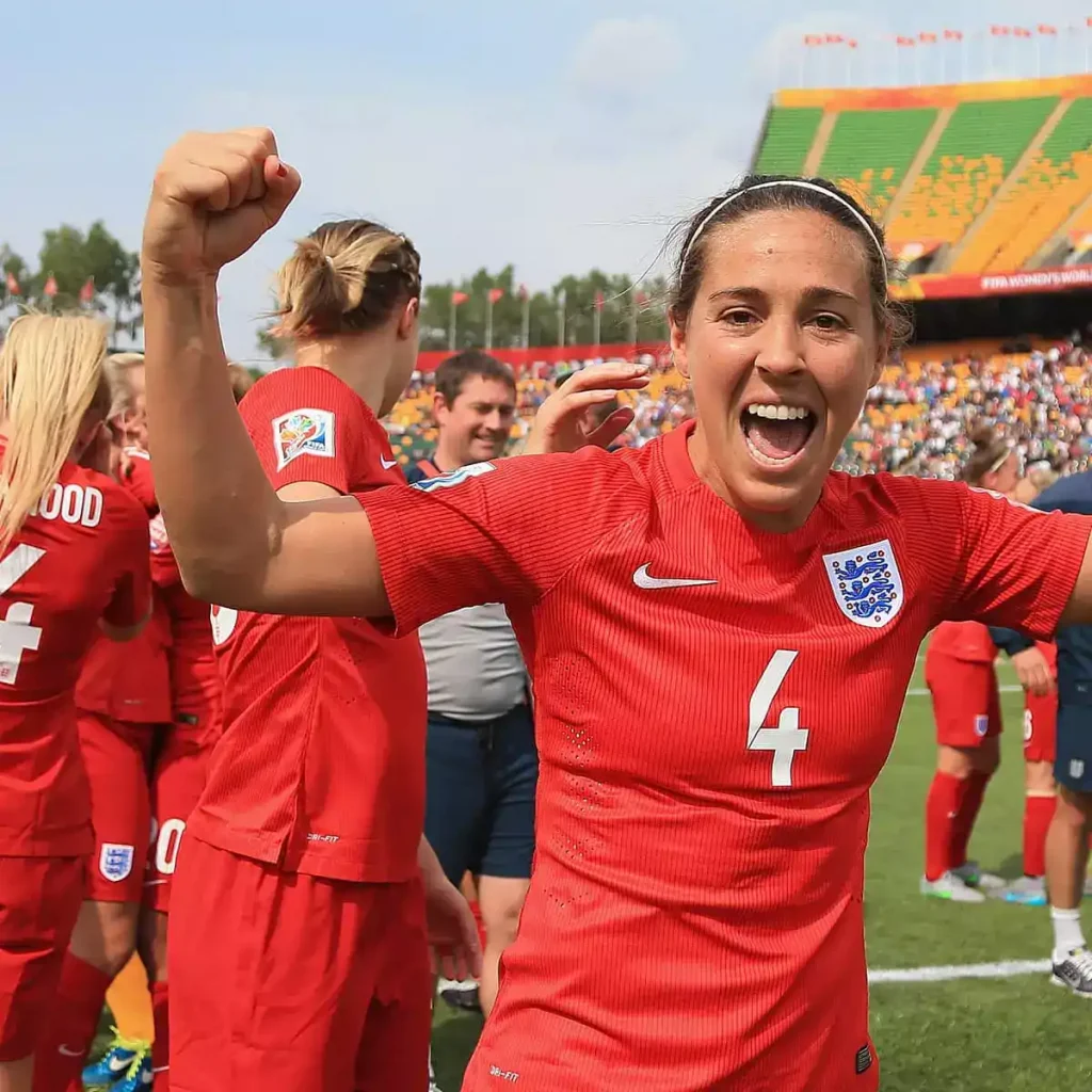 Fara Williams england womens player celebrating a victory
