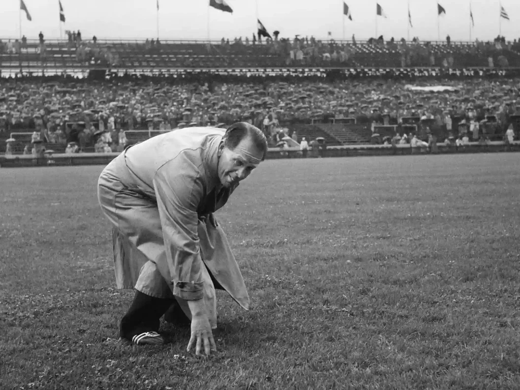 Josef Sepp Herberger checking the conditions