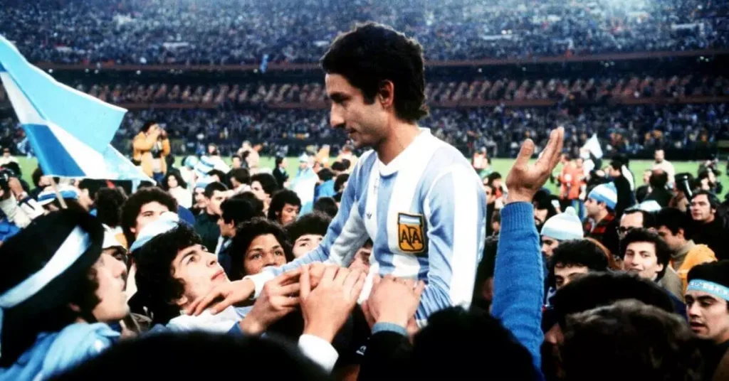 Osvaldo Ardiles Argentian Soccer Player Being Carried On The Supporters Shoulders
