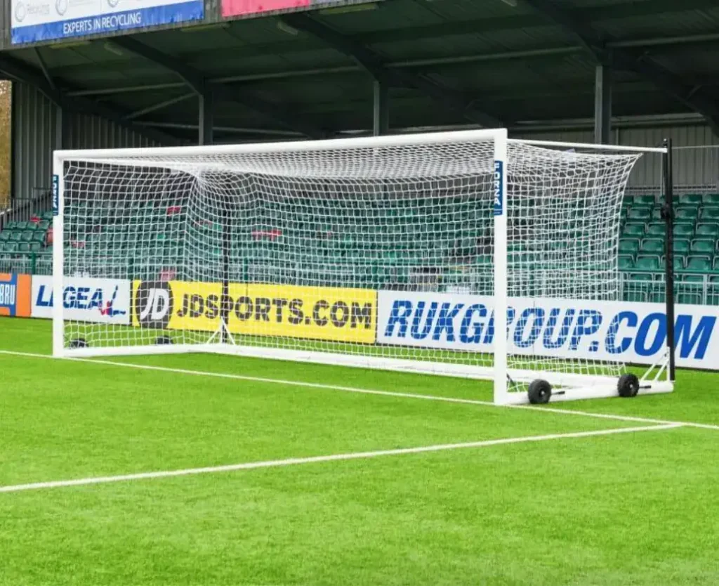 professional soccer goal posts in a stadium
