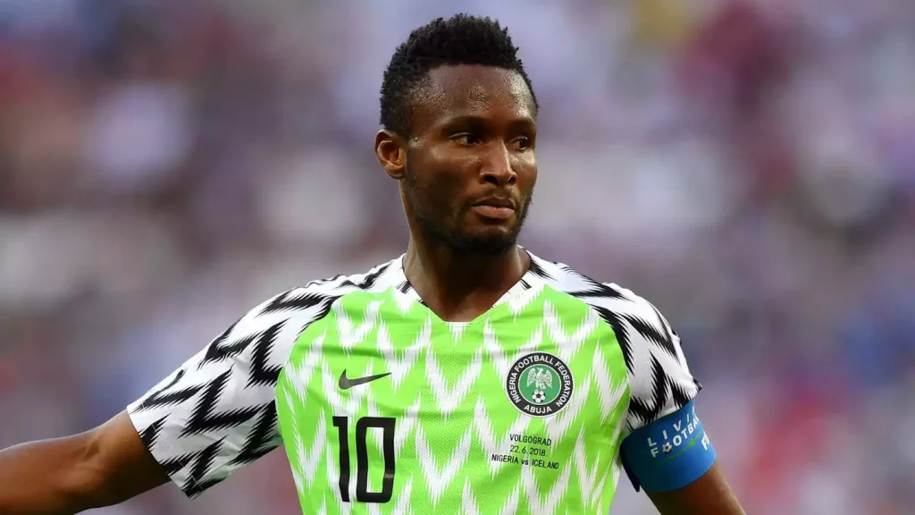 John Obi Mikel in the Nigeria away shirt