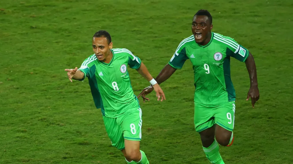 Peter Odemwingie celebrating a goal for nigeria