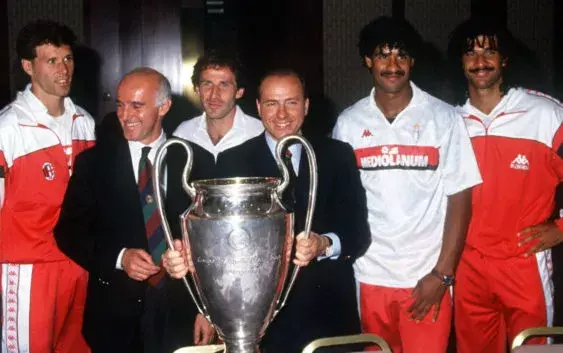 Silvio Berlusconi and Arrigo Sacchi with European Cup