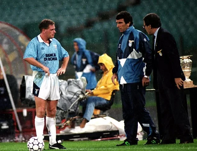 dino zoff and paul gascoigne at lazio football club