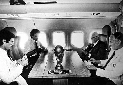 italian world cup winners playing cards on the plane returning home