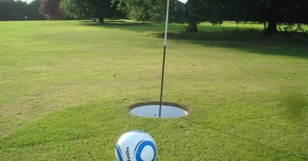 soccer ball on golf green