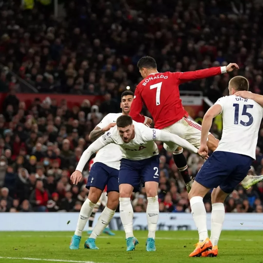 ronaldo scoring a header to complete a hat-trick