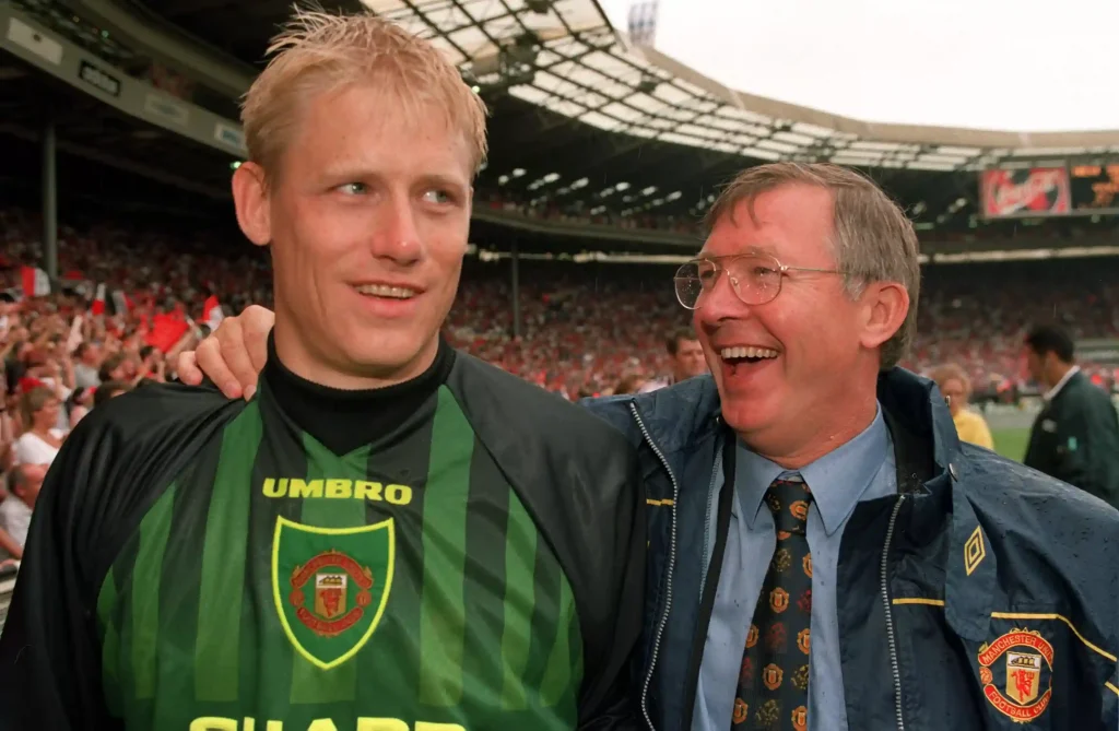 Peter Schmeichel and Sir Alex Ferguson