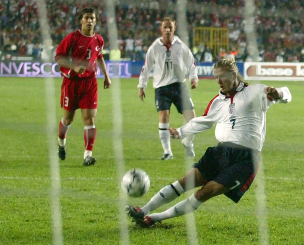 david beckham slipping when taking a penalty