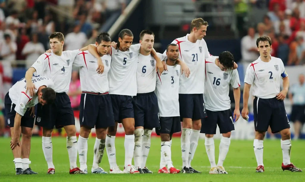 england team in a penalty shootout