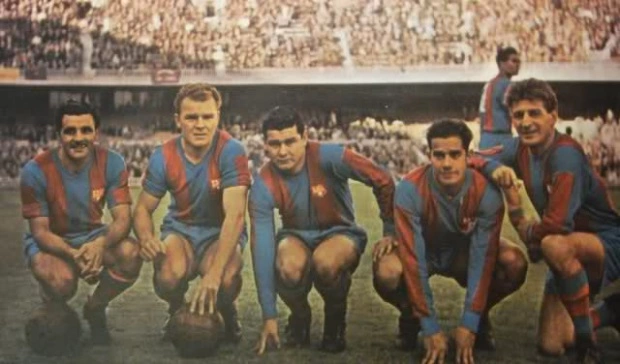 Kubala with FC Barcelona teammates