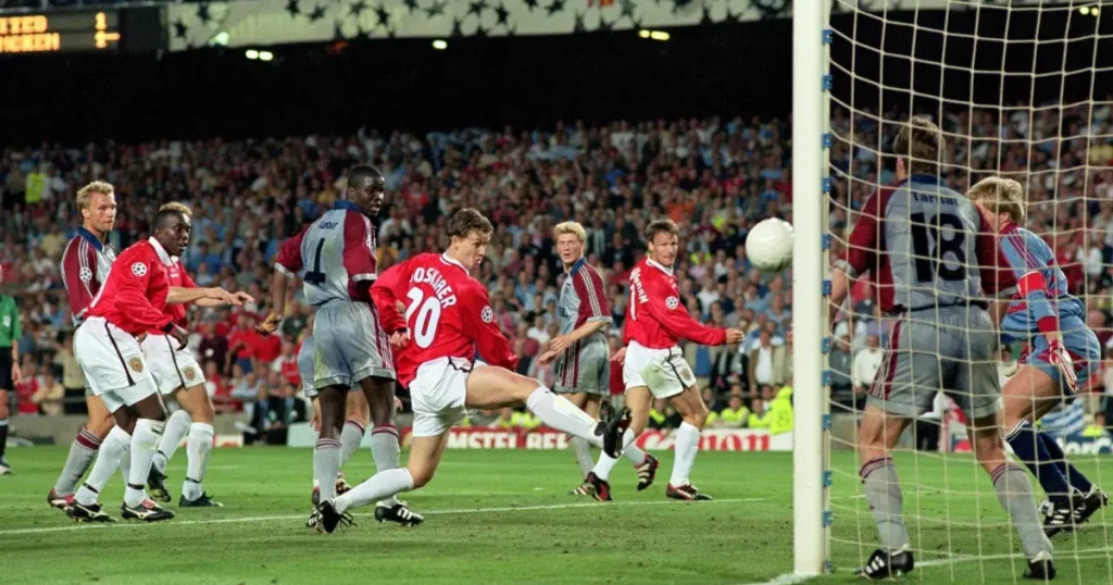 Ole Gunnar Solskjær scoring the winning goal