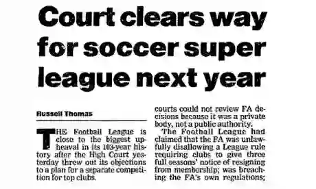 newspaper article on english football