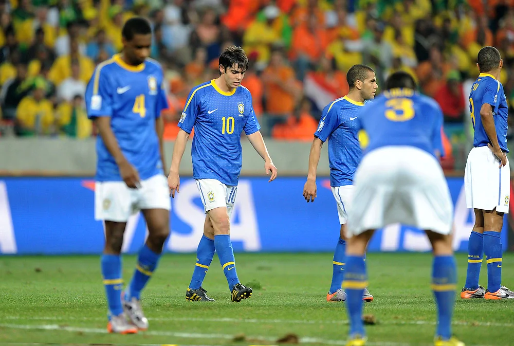 disappointed brazil soccer team at 2010 world cup