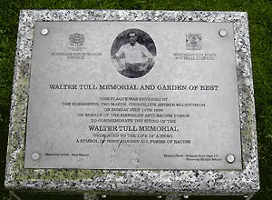 plaque where walter tull is remembered