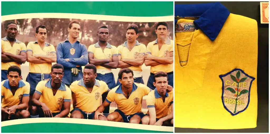 A specially created Brazil shirt for a practice match before the 1962 world cup