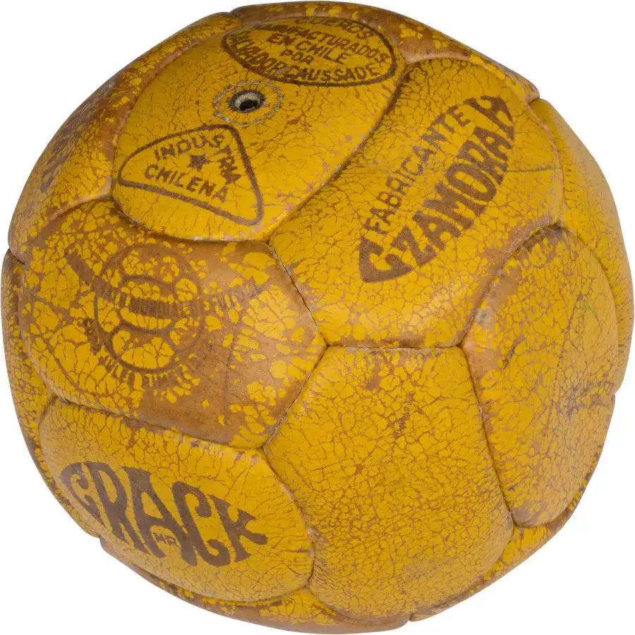 crack soccer ball used at 1962 world cup