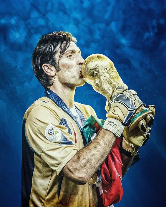gigi buffon kissing the world cup