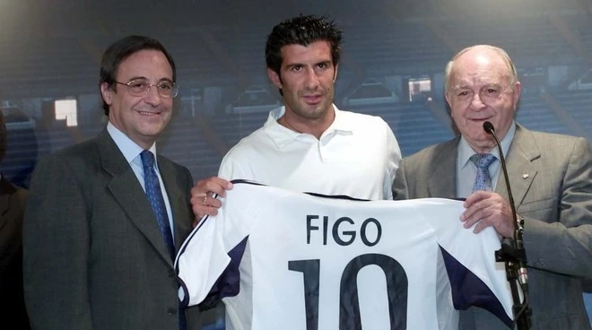 Florentino Pérez with luis figo