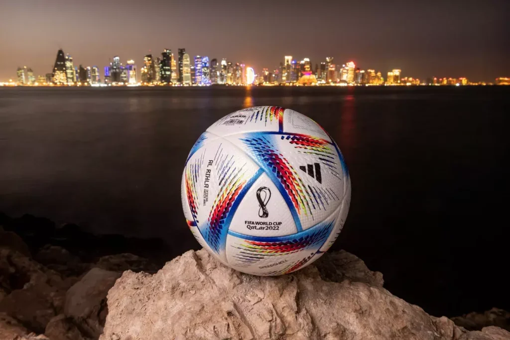 adidas soccer ball in qatar skyline