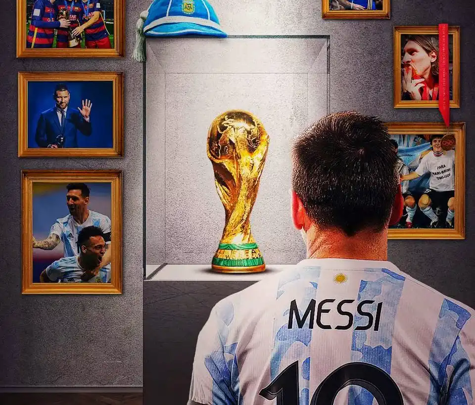 messi looking at his wall at home