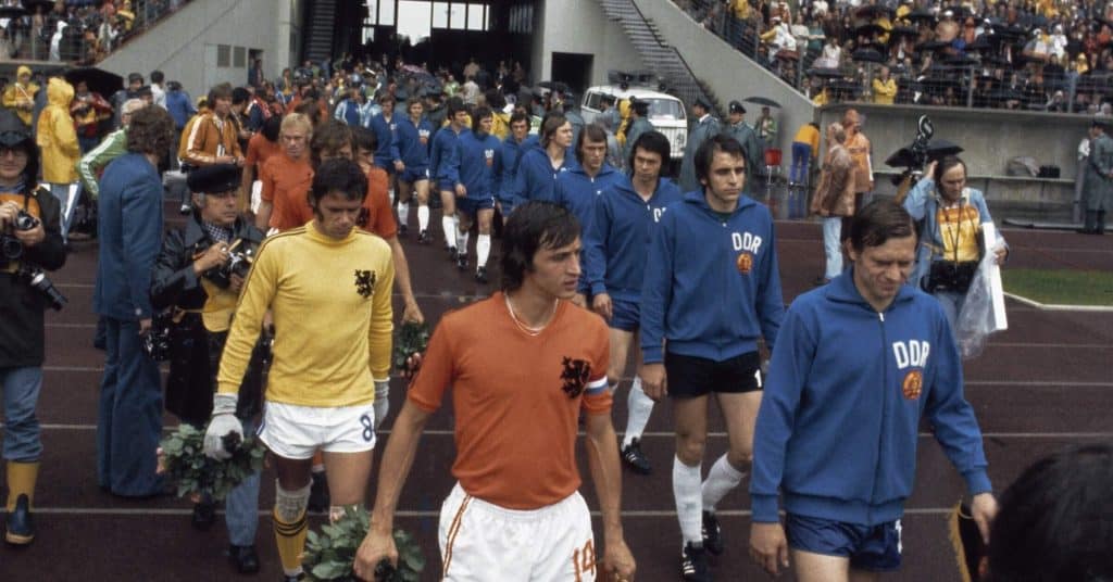 1974 Netherlands World Cup Team walking out to play West Germany