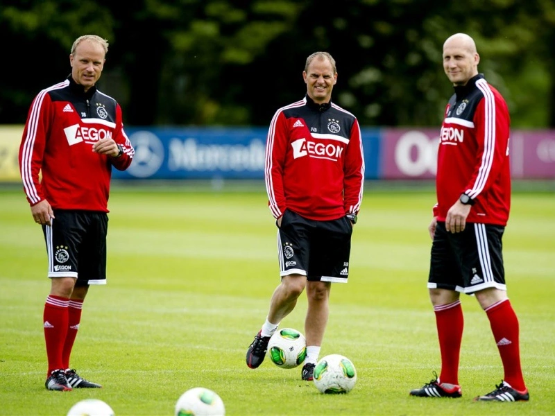 jaap stam and dennis bergkamp coaching at ajax